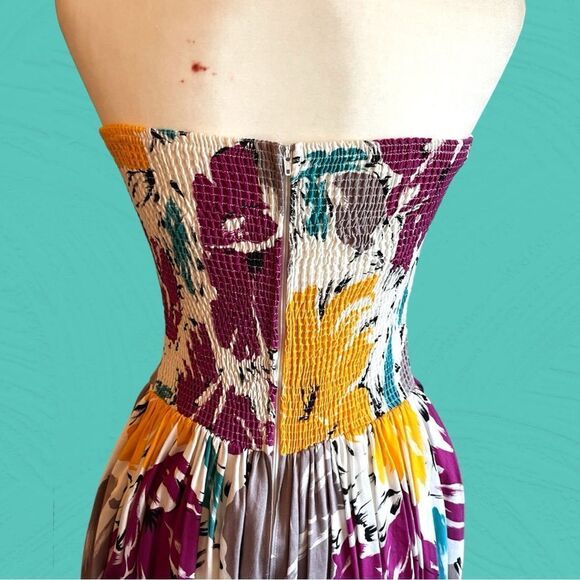 Vintage 80s sweetheart strapless drop waist cotton dress - Picture 5 of 16